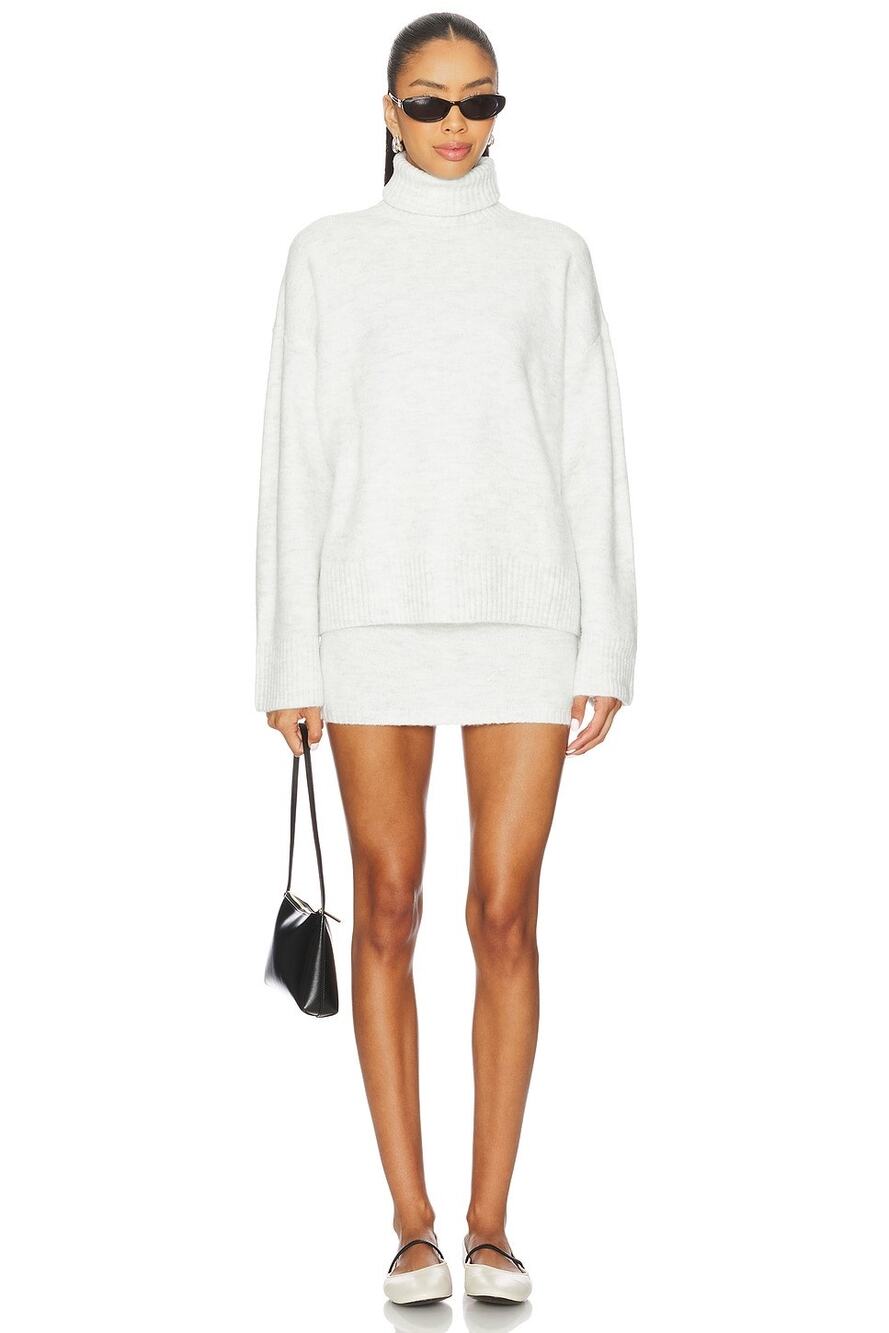 All The Ways Revolve Mira Heather Gray Turtleneck Sweater Mini Skirt Set Size S